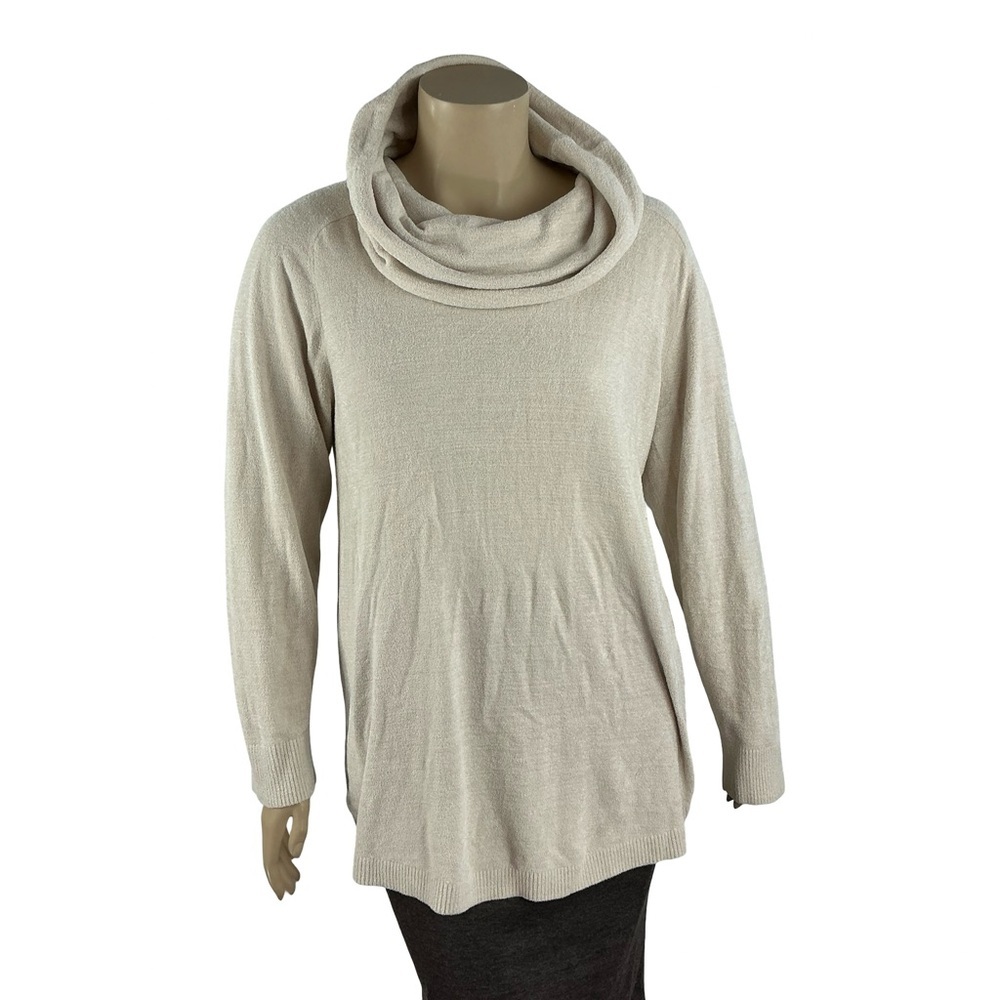 Barefoot Dreams CozyChic Ultra Lite Tunic Cream Cowl Neck Size 1X